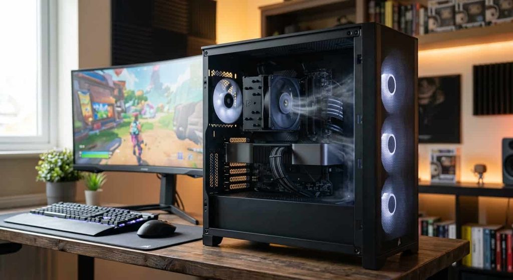 Gaming PC cooling fans and airflow setup