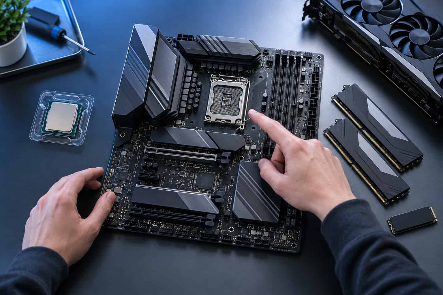 Beginner choosing a motherboard and compatible components for a first PC build.