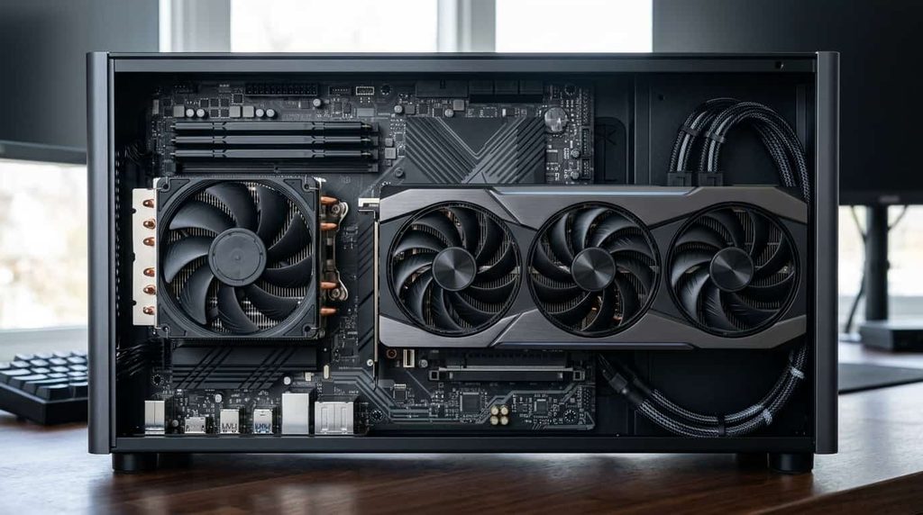 CPU and GPU installed together in a modern desktop PC