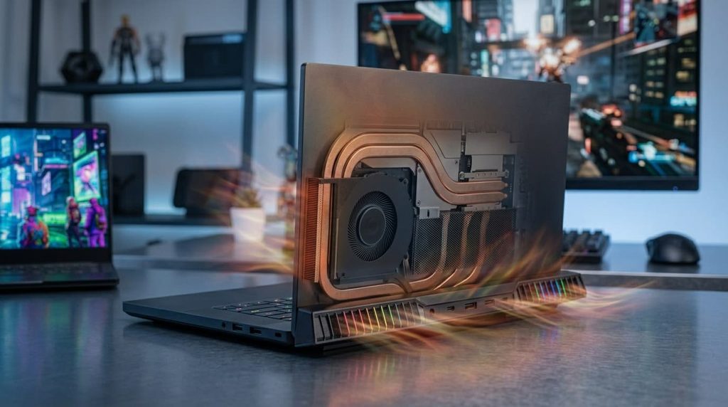 Gaming laptop cooling system during intensive gaming