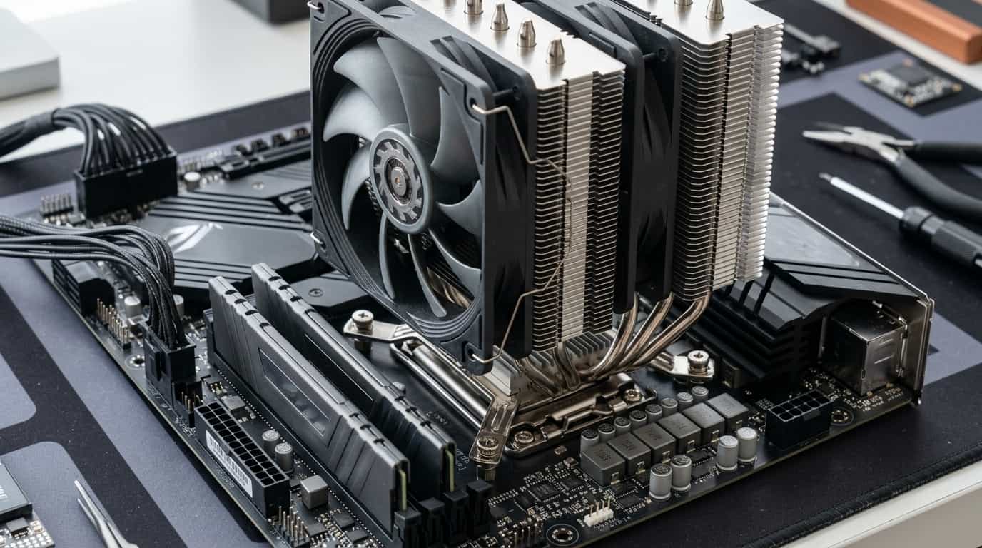 CPU cooler installed on a modern desktop processor