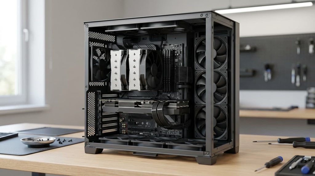 CPU cooler installation with front intake and rear exhaust fans