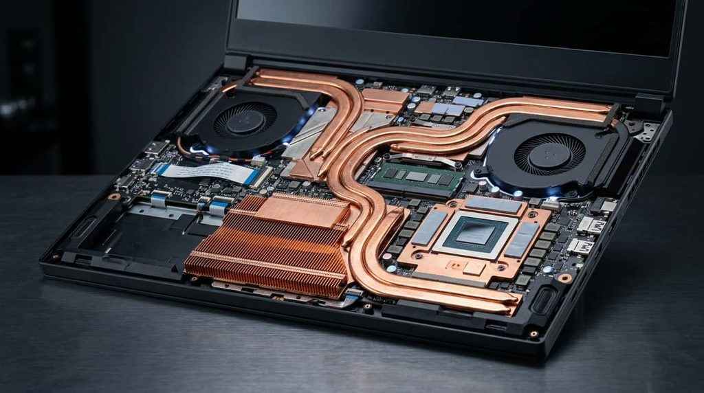 Gaming laptop graphics card and cooling hardware