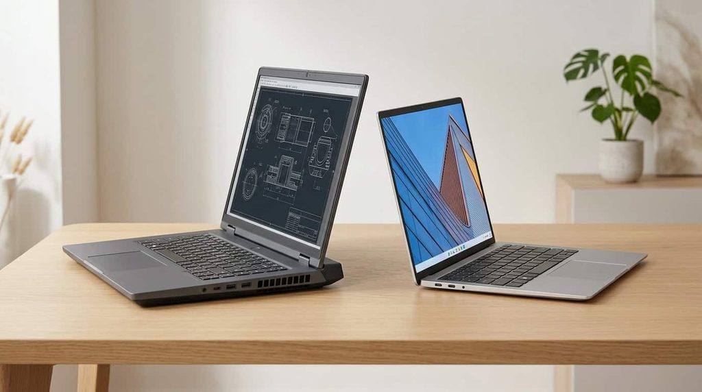 Professional workstation laptop compared with a slim everyday laptop
