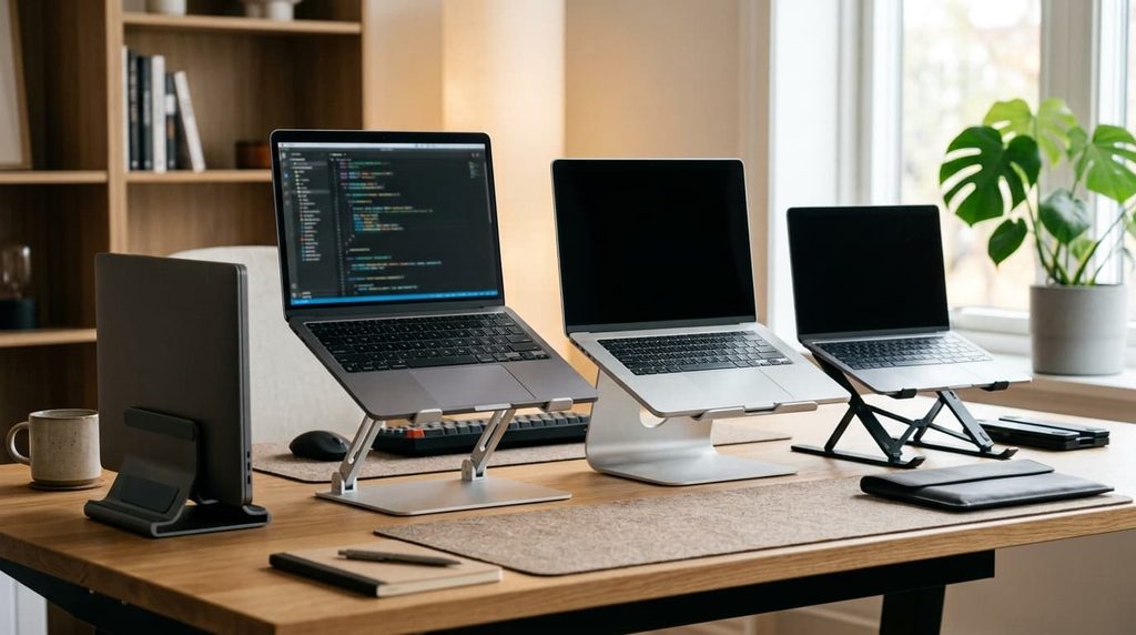 different types of laptop stands for desk setups