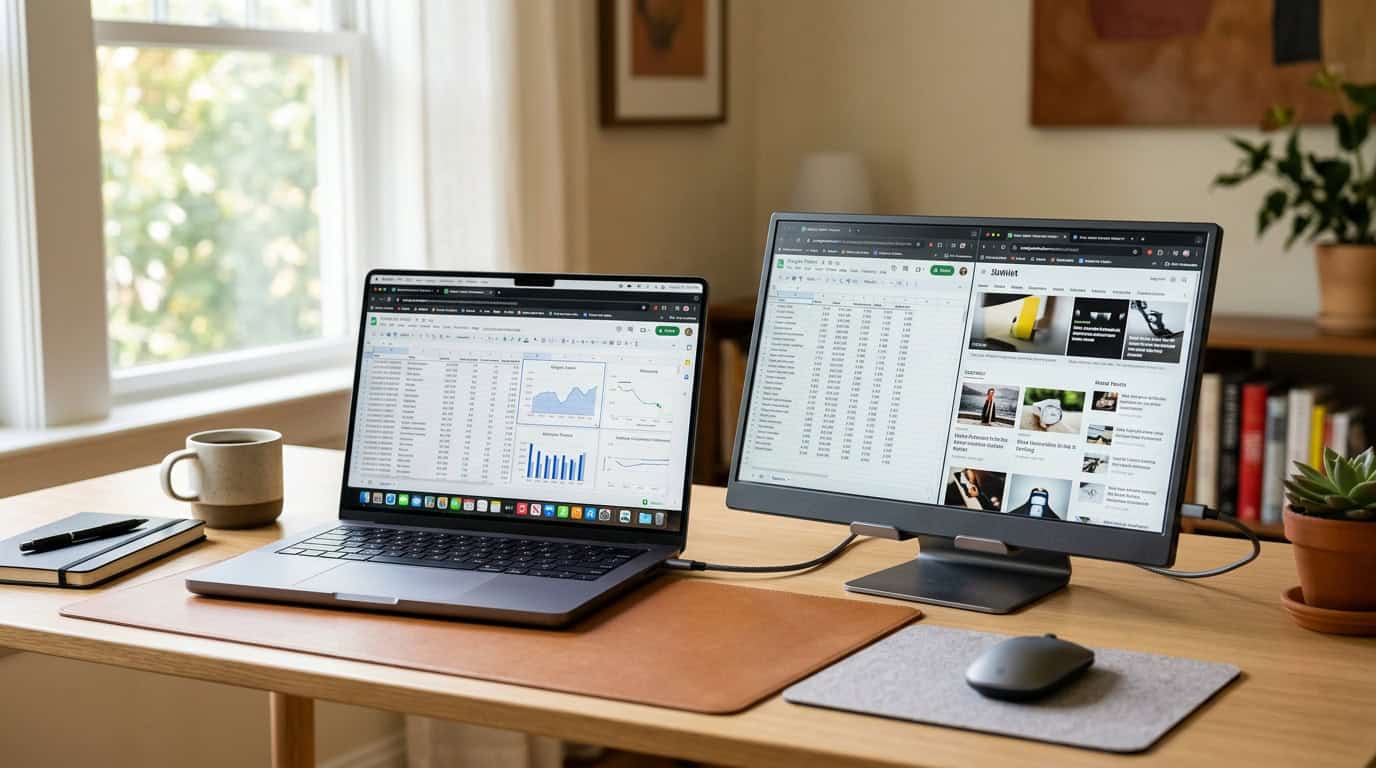 Best portable monitor connected to a laptop on a home office desk