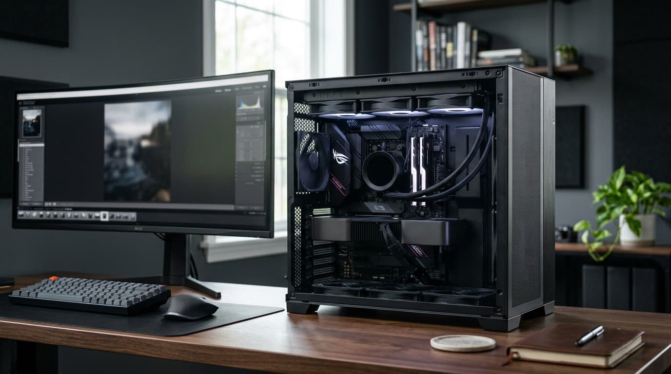 Modern desktop PC showing a CPU and cooling system