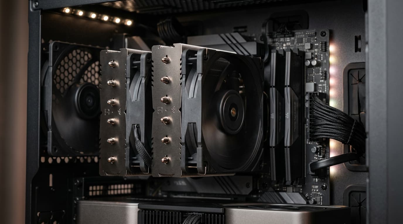 CPU cooler installed inside a high-performance desktop gaming PC